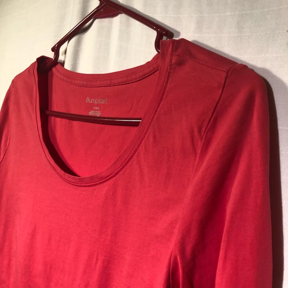 Pink long sleeve maternity shirt